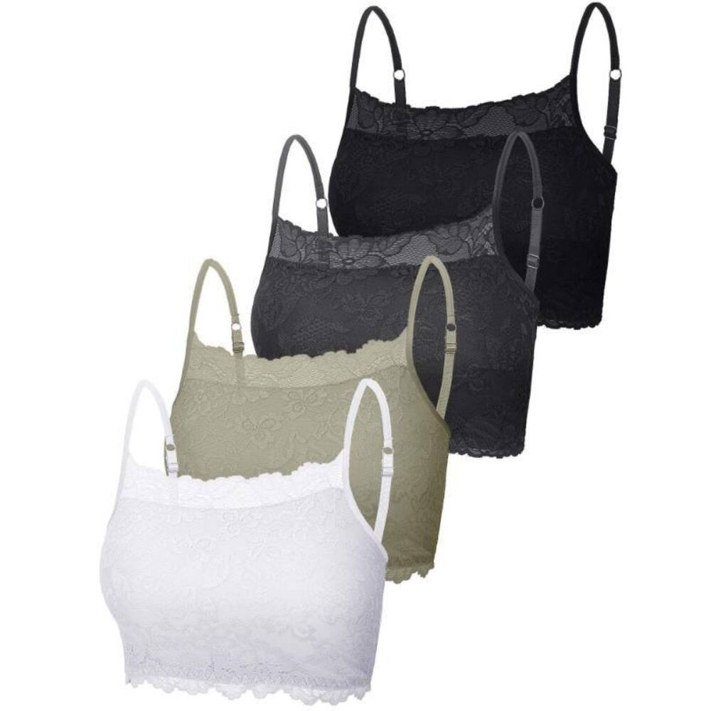 Boao 4 Pack Lace Camisole Stretch Half Cami Bralette Tops Medium Multi Color New